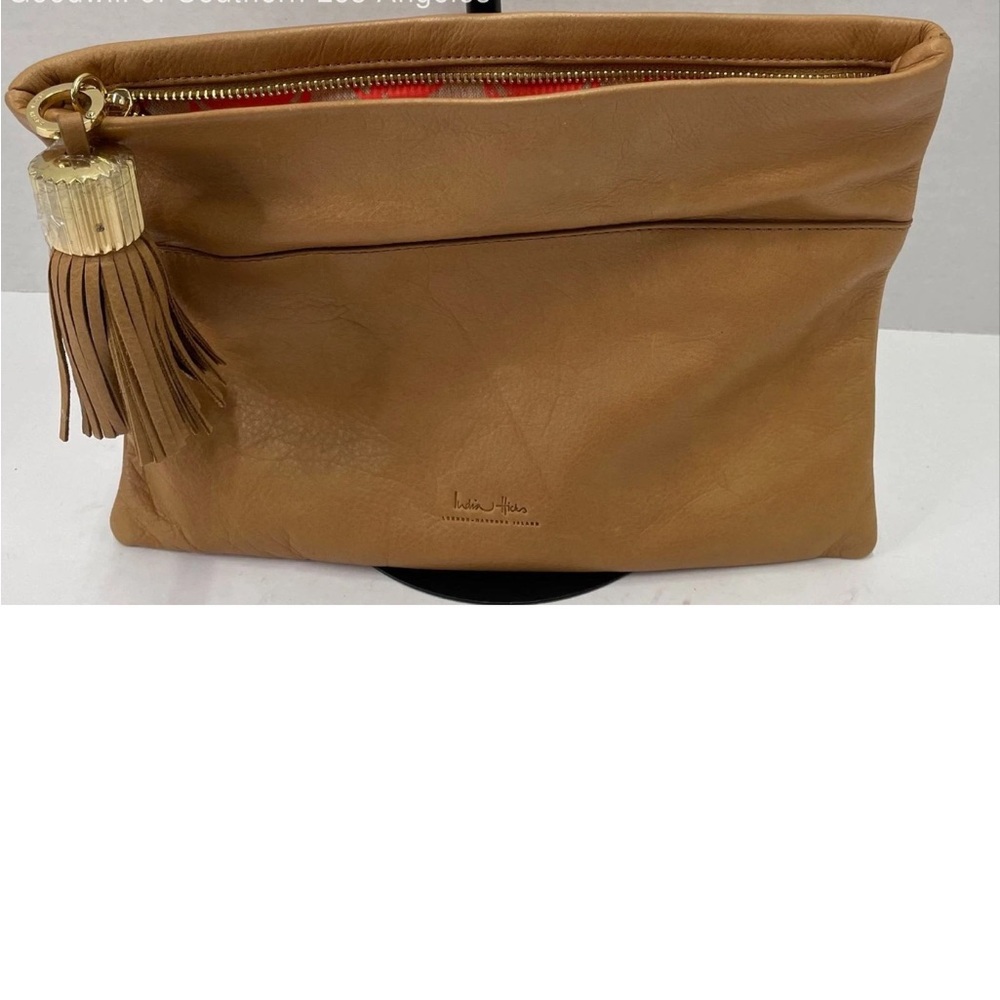 India Hicks Tan Leather Clutch